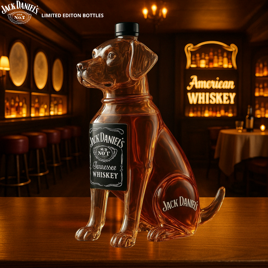 Láhev whisky ve tvaru psa