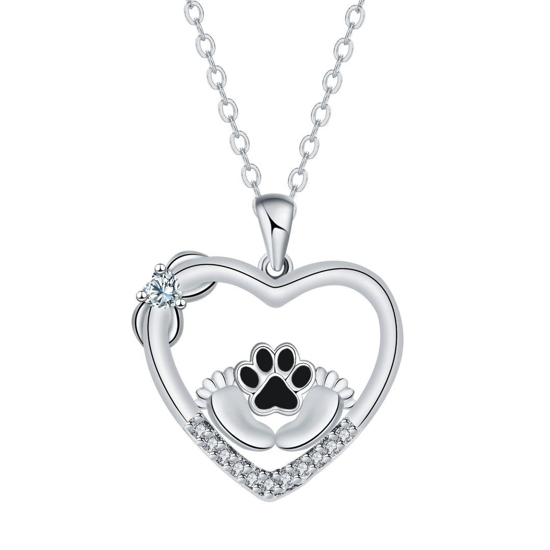 Herzliche Pfoten-Kette mit Zirkonia - Treue Begleiter