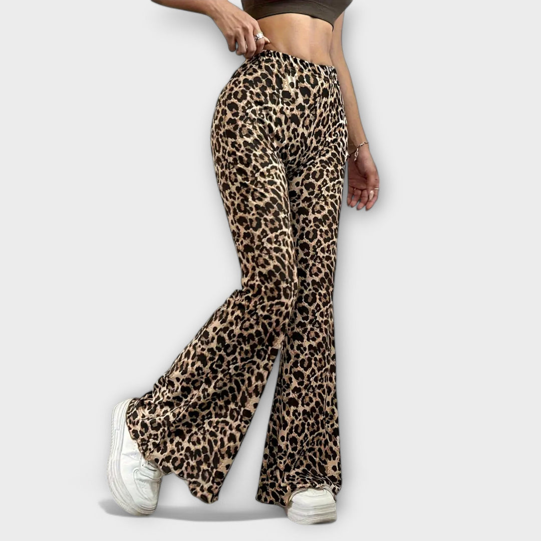 Ofélie | Bootcut kalhoty s leopardím vzorem