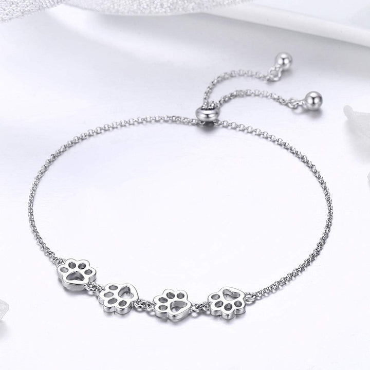 Sterling Silber Hund Pfotenabdruck Armband – Verstellbares Armband