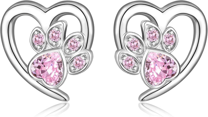 Ohrringe mit Pfoten & Herz – Tierliebhaber Schmuck