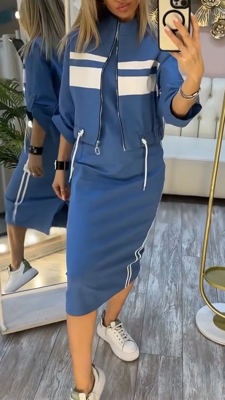 Feyra™ - Uvolněný a stylový set s šaty a bundou pro ženy