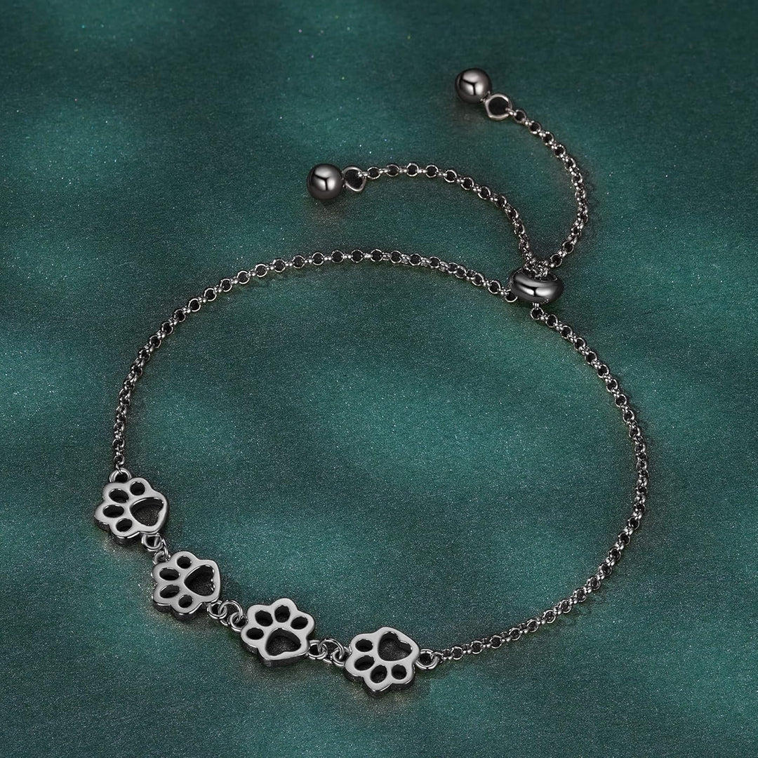 Sterling Silber Hund Pfotenabdruck Armband – Verstellbares Armband