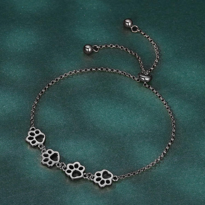 Sterling Silber Hund Pfotenabdruck Armband – Verstellbares Armband