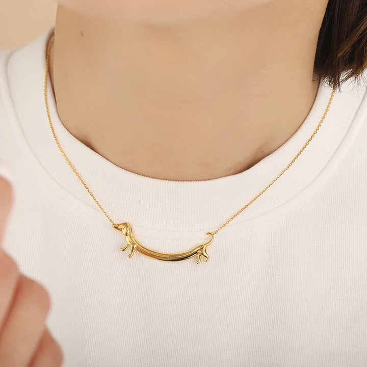 Goldene Dackel-Halskette für Damen
