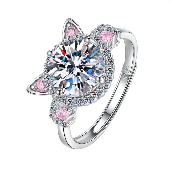 Verstellbarer Katzenring mit Zirkonia – Niedlicher Damenring