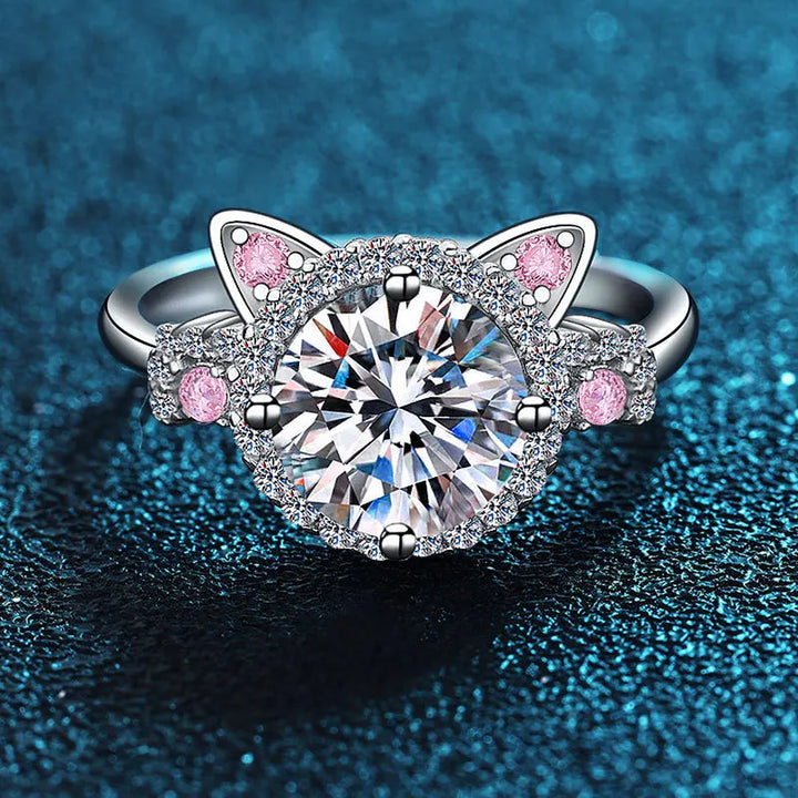 Verstellbarer Katzenring mit Zirkonia – Niedlicher Damenring