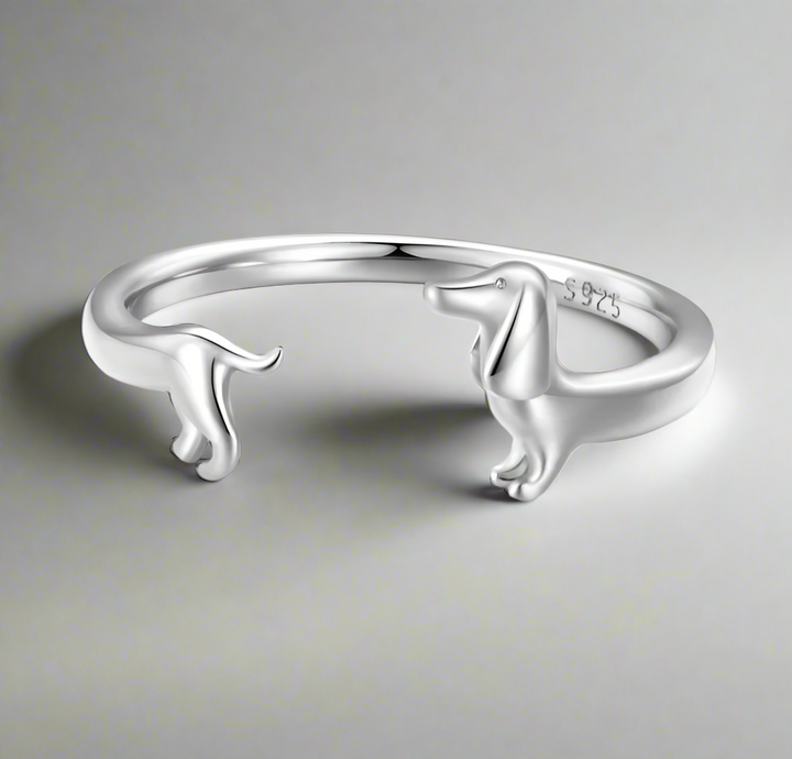 Verstellbarer Dackel-Ring aus 925er Silber