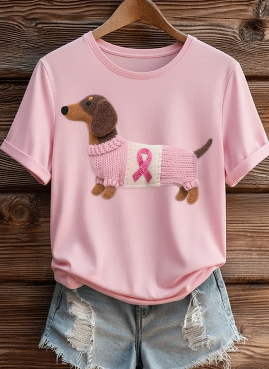 Dachshund - Podporující Tričko s Vyšíváním