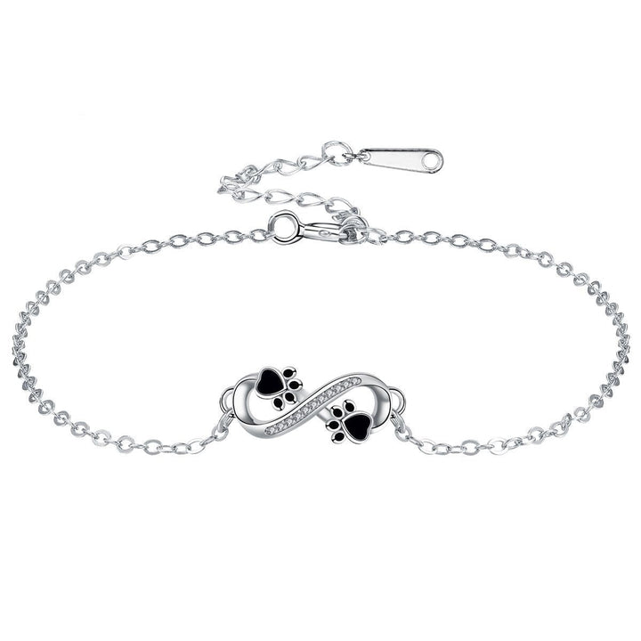 Unendlichkeits-Symbol Armband mit Pfötchen-Anhänger & Zirkonia