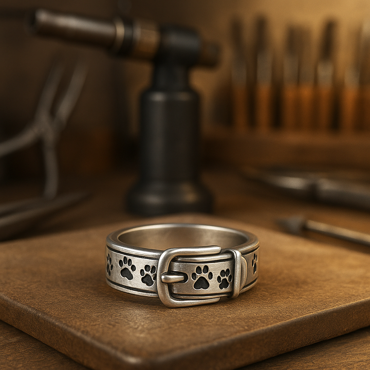 Verspielter und stilvoller Ring im Hunde-Halsband-Design