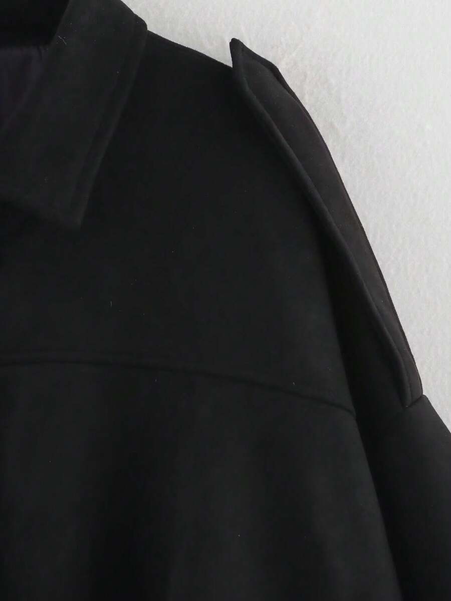 Dámská volná vintage bunda – klasický límec, dlouhý rukáv, podzimní styl