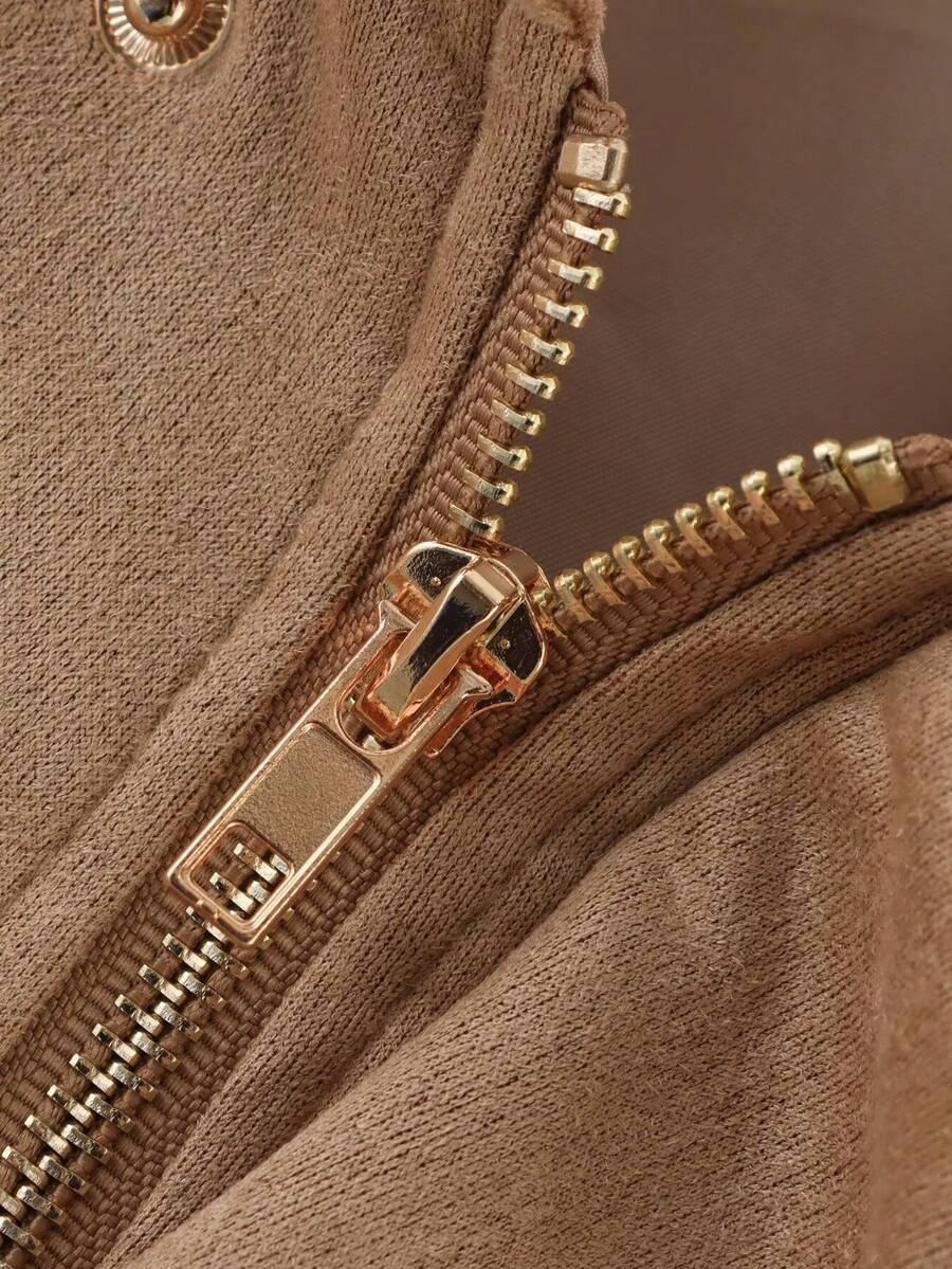 Dámská volná vintage bunda – klasický límec, dlouhý rukáv, podzimní styl