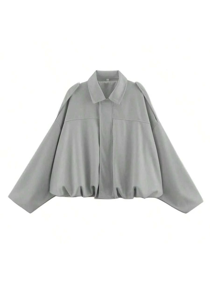 Dámská volná vintage bunda – klasický límec, dlouhý rukáv, podzimní styl