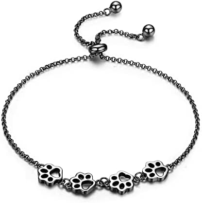 Sterling Silber Hund Pfotenabdruck Armband – Verstellbares Armband