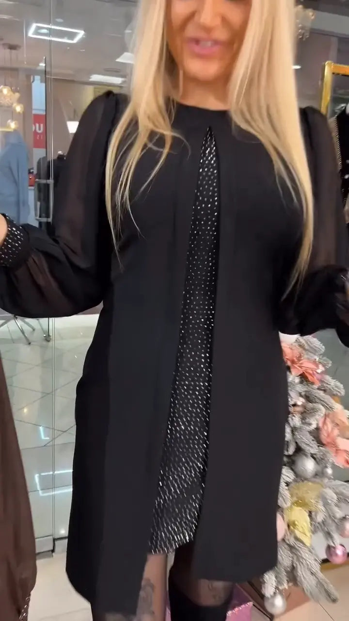 Angelina |  [S-5XL] Dlouhá podzimní/zimní šaty s výřezem