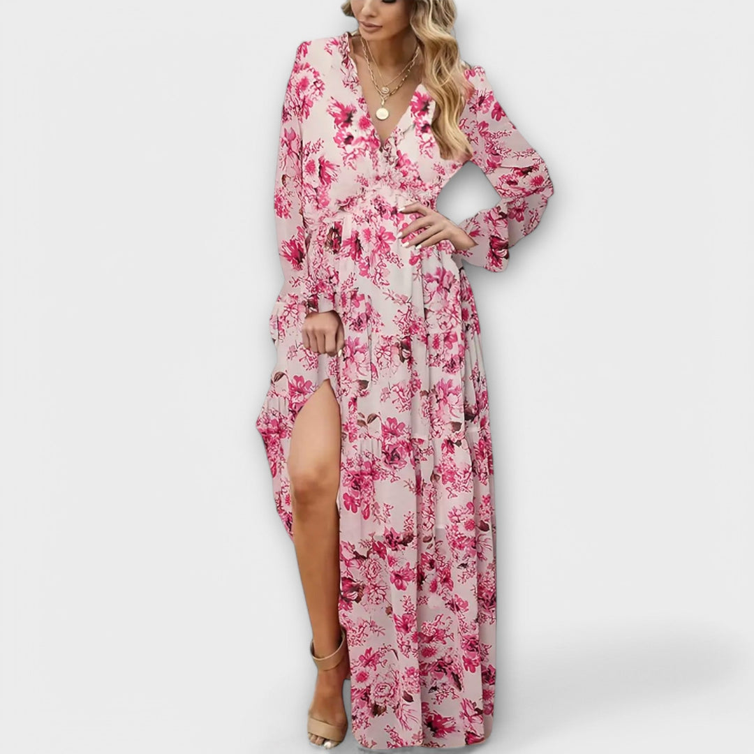 Ivanka | Květinové plisované maxi šaty