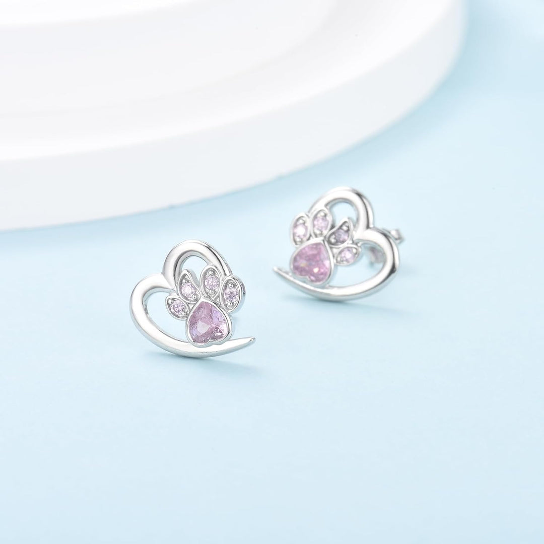 Ohrringe mit Pfoten & Herz – Tierliebhaber Schmuck