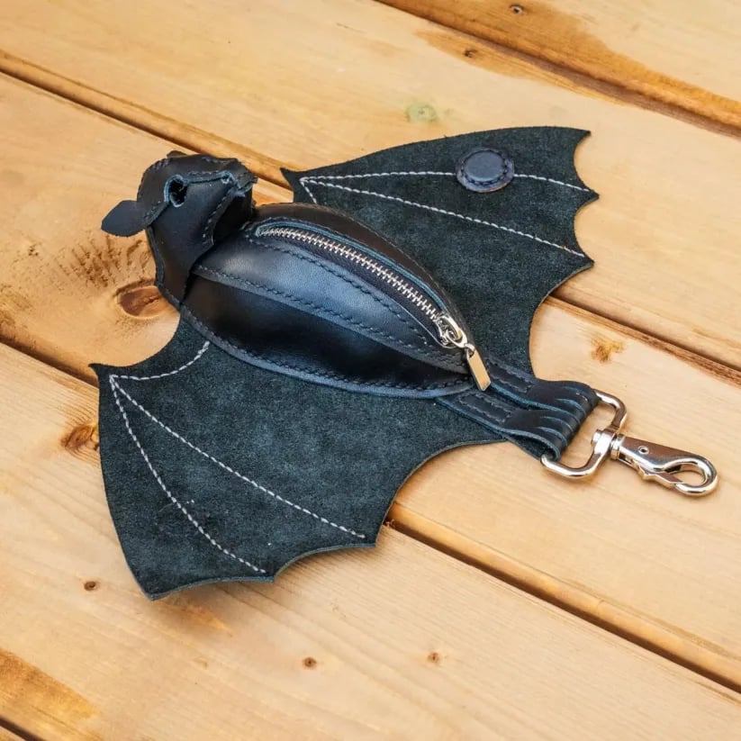 Handcrafted Leather Bat Coin Purse