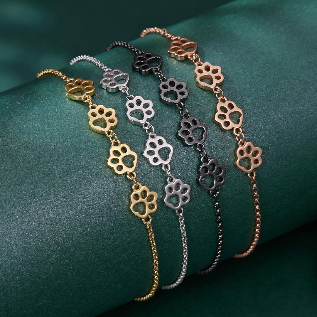 Sterling Silber Hund Pfotenabdruck Armband – Verstellbares Armband