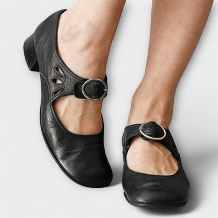 Eleanor | Elegantní kožené baleríny s přezkou
