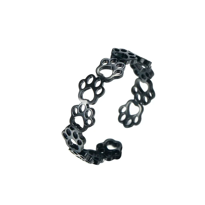Pfotenring aus Edelstahl – Verstellbarer Fingerring mit Tiermotiv für Damen