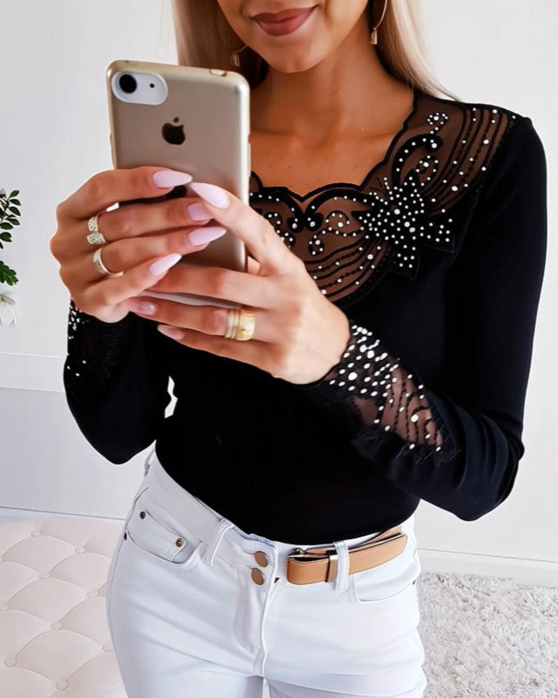 Dámský top z síťoviny Diamond Slim Fit