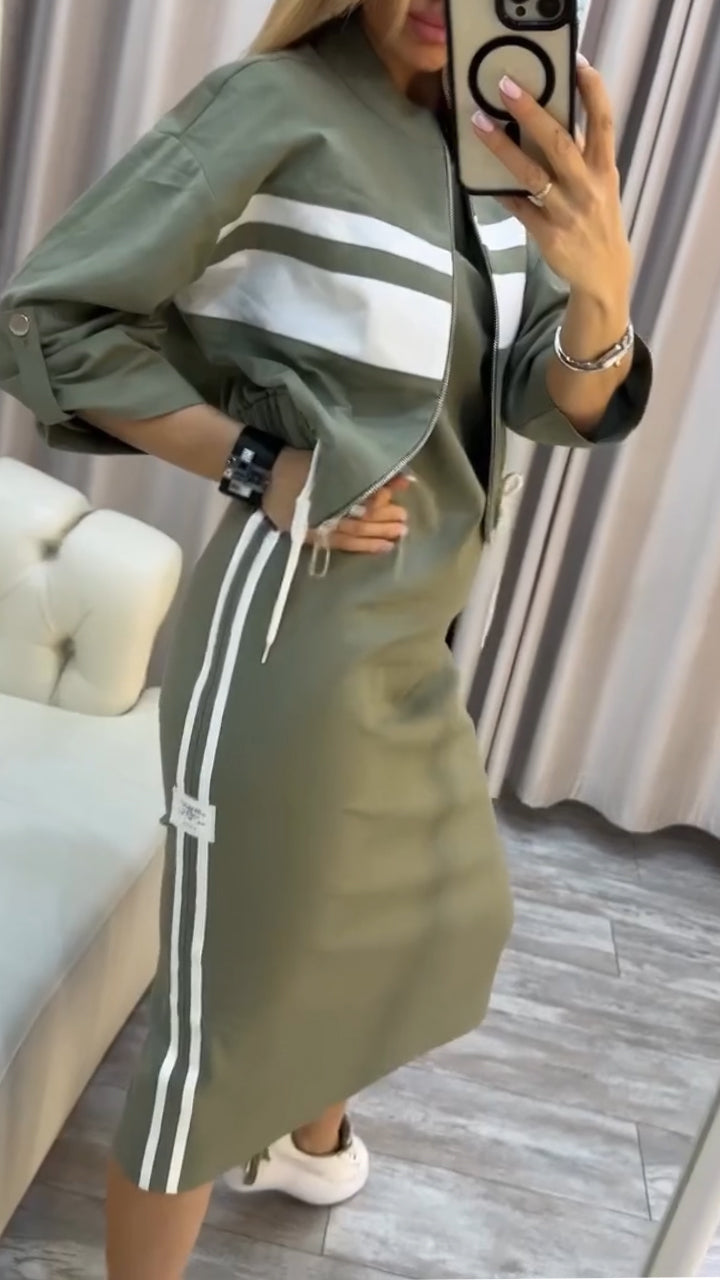 Feyra™ - Uvolněný a stylový set s šaty a bundou pro ženy