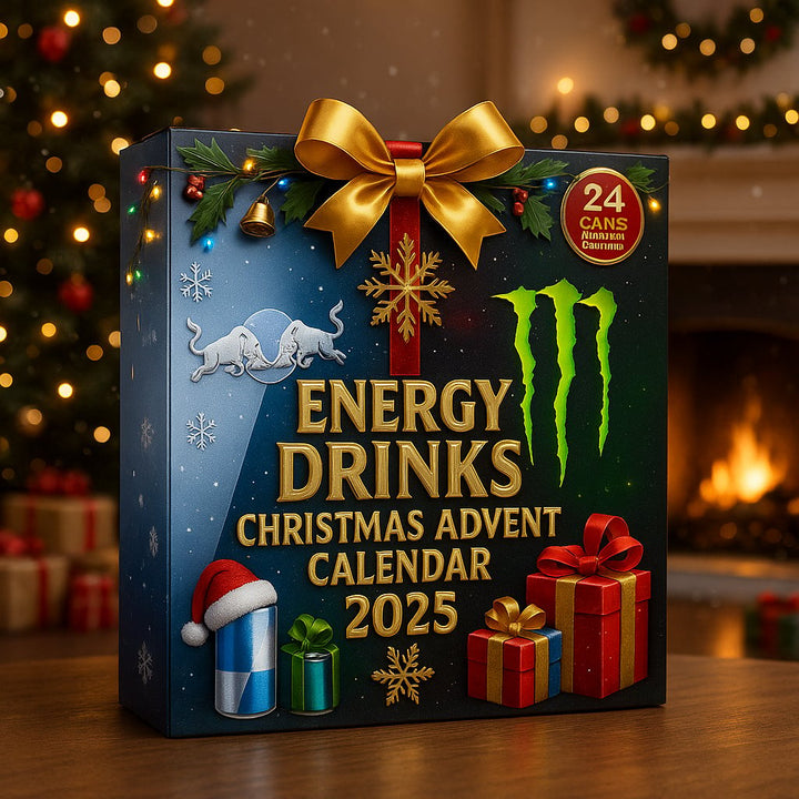 Adventní kalendář s plechovkami energetických nápojů 2025