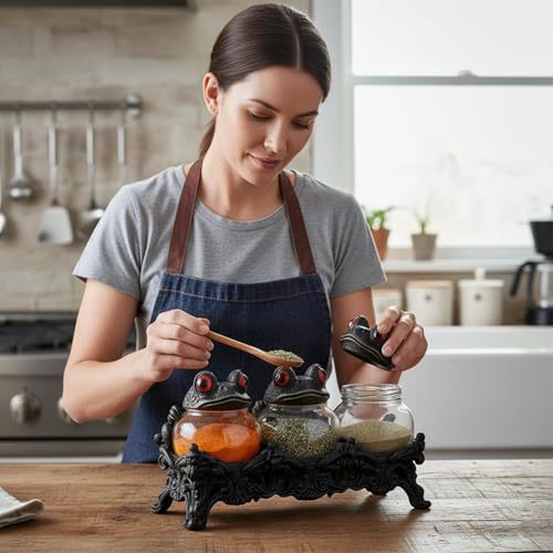 Ručně vyráběné sklenice na koření Witchy Frog Apothecary