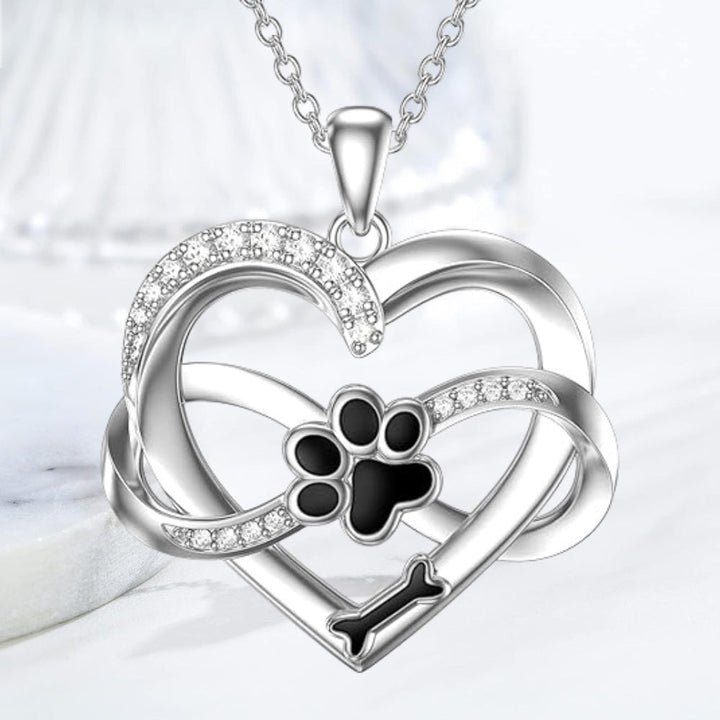 Infinity-Halskette mit Herz & Pfote aus 925er Silber – Symbolischer Tierschmuck